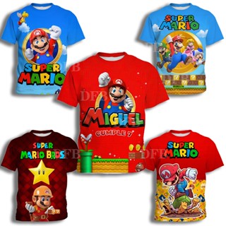 Mario ใหม่ เสื้อยืดคอกลม แขนสั้น พิมพ์ลายการ์ตูนแอนิเมชั่น 3D ทรงหลวม แฟชั่นฤดูใบไม้ผลิ และฤดูร้อน สําหรับเด็ก