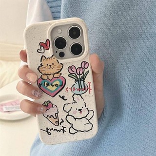 เคสโทรศัพท์มือถือ ลายการ์ตูนแมวน่ารัก ฟางข้าวสาลี ภาพวาดสีน้ํามัน สําหรับ Apple Iphone 14promax 13 12 11