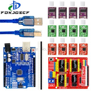 Uno R3 พร้อมสายเคเบิล USB 30 ซม. และบอร์ดขยายไดรเวอร์ CNC V3 สําหรับเครื่องพิมพ์ 3D A4988 DRV8825 4 ชิ้น