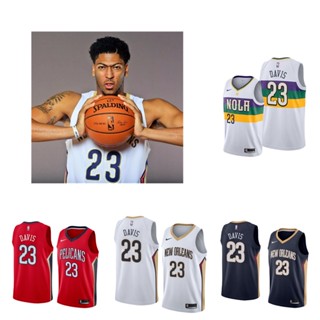 New Orleans Pelicans #23 Anthony Davis เสื้อบาสเก็ตบอลสีดำของผู้ชายสั้น -เสื้อยืดกีฬา