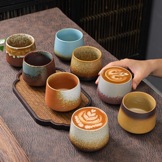 CeramicArtisan ถ้วยกาแฟเซรามิค เครื่องปั้นดินเผาหยาบ ลาเต้ ศิลปะ สไตล์ญี่ปุ่น วินเทจ ถ้วยชาจีน