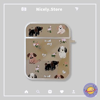 เคสหูฟังไร้สาย แบบกระจก กันหาย ลายสุนัขน่ารัก แฟชั่น สําหรับ Airpods 2 Pro Air Pod 3 Airpod 1 Pro2