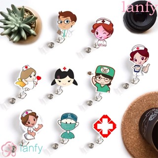 Lanfy คลิปหนีบป้ายชื่ออะคริลิคลายการ์ตูนแฟชั่นสําหรับใส่นามบัตรหมอนักเรียนพยาบาล