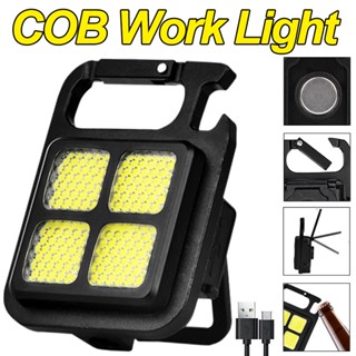 พวงกุญแจไฟฉายฉุกเฉิน LED COB ขนาดเล็ก แบบพกพา ชาร์จ USB สําหรับตั้งแคมป์กลางแจ้ง