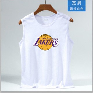 เสื้อกล้าม ผ้าตาข่าย ลายโลโก้ NBA สีขาว เหมาะกับใส่ออกกําลังกาย สําหรับผู้ชาย☆5.15