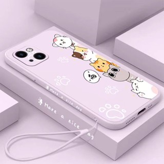 เคสโทรศัพท์มือถือ TPU นิ่ม ขอบตรง ลายการ์ตูน พร้อมสายคล้อง สําหรับ Samsung A13 4G A13 5G A22 4G A22 5G A32 4G A32 5G A53 5G