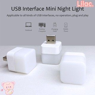 ❥LILAC✿ Small LED Night Light Square Reading USB Plug Lamp Portable Mini Computer Eye Protection Mobile Power Charging