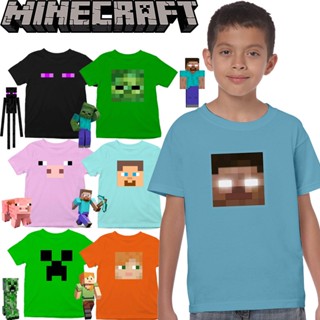 (สินค้าคงคลัง) เสื้อยืด MINECRAFT สําหรับเด็กผู้ชาย และเด็กผู้หญิง