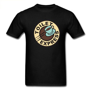 【Hot】เสื้อยืดวินเทจเสื้อยืด ผ้าฝ้าย พิมพ์ลายการ์ตูนตลก Toilet Express สีดํา สไตล์สตรีท สําหรับผู้ชาย คู่รักกาแฟ