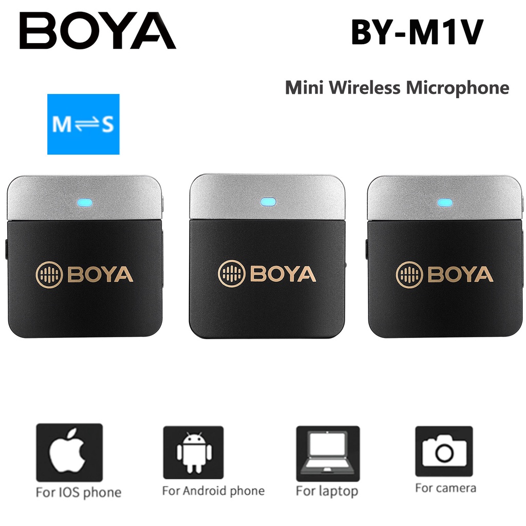 Boya BY-M1V ไมโครโฟนไร้สาย ANC ตัดเสียงรบกวน 2.4Ghz สําหรับ Vlogging Content Creators Live Podcast Travel Tour BY-M1V1 2 3 4 5 6