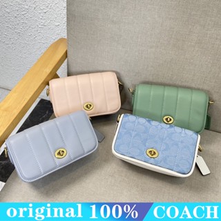 Coach c3843 dinky 18 กระเป๋ากล้องมินิ/กระเป๋าคลัทช์หนังวัว/กระเป๋าไพ่นกกระจอกใต้วงแขน