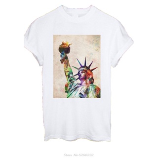 NEXราคาระเบิดเสื้อยืด พิมพ์ลาย Statue of Liberty Manhattan York City USA World 662 สําหรับผู้ชายS-3XL