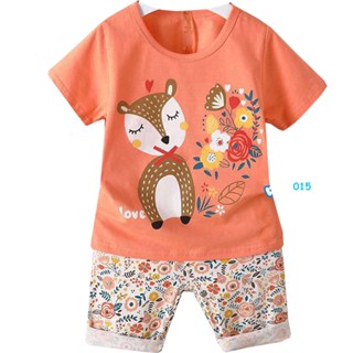 SNNG-015 ชุดเด็กหญิงแขนสั้น ขาสั้น 3 ส่วน สีส้มจิ้งจอก gjss-Size-90