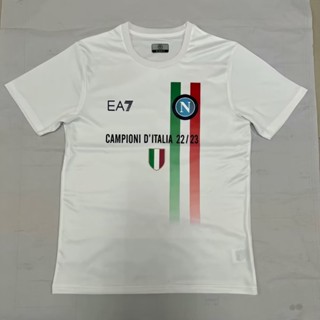 เสื้อกีฬาแขนสั้น ลายทีมชาติฟุตบอล Napoli Champions Edition 23-24 ชุดเยือน สีขาว แห้งเร็ว สําหรับผู้ชาย ไซซ์ S-XXL
