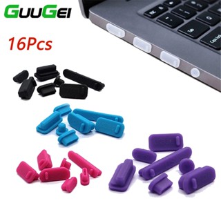 Guugei ฝาครอบปลั๊กซิลิโคน กันฝุ่น กันฝุ่น HDMI RJ45 Type C สําหรับแล็ปท็อป 16 ชิ้น