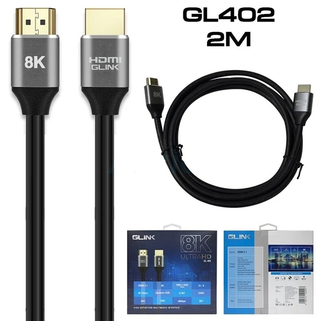 Cable HDMI 8K M/M (2M) V.2.1 'GLINK' GL402