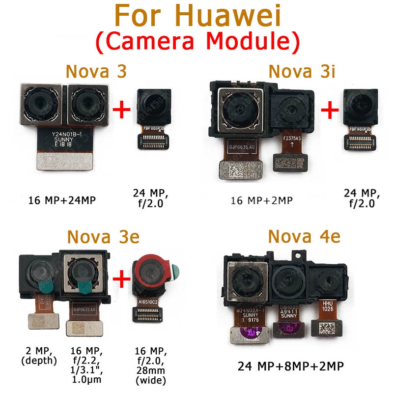 สําหรับ Huawei Nova 3 3i 3e 4e ของแท้ ด้านหน้า ด้านหลัง กล้องมองหลัง หันหน้าไปทางหลัก กล้อง โมดูล ยืดหยุ่น อะไหล่เปลี่ยน
