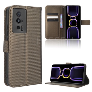 เคสโทรศัพท์หนัง PU ฝาพับ พร้อมช่องใส่บัตร และขาตั้ง สําหรับ Xiaomi Poco F5 Pro F5Pro