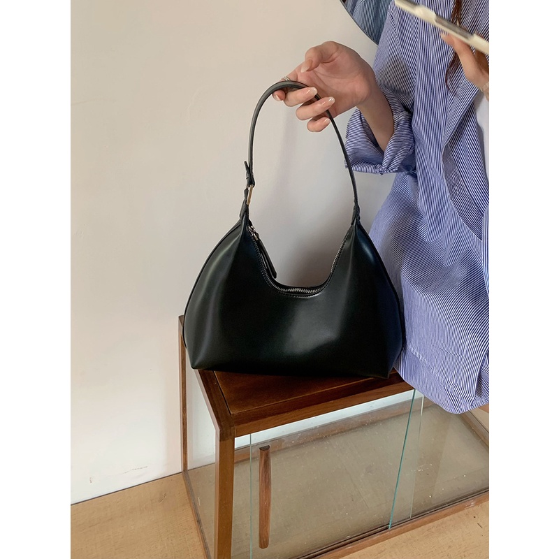 🤎กระเป๋าสะพายไหล่ กระเป๋าถือ แฟชั่นสําหรับสตรี ครึ่งแขน ลายดวงจันทร์ แบบเรียบง่าย สไตล์เกาหลี