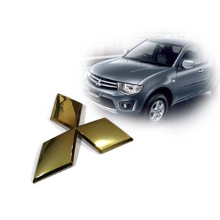 *แนะนำ* Logo ด้านหน้ากระจัง Logo Mitsubishi สีทอง ขนาด 14 cm TRITON  2005-2014 ราคาดีที่สุด จบในที่เดียว