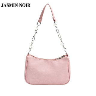 Jasmin NOIR กระเป๋าสะพายไหล่ กระเป๋าถือ หนัง PU ขนาดเล็ก แต่งสายโซ่คล้อง สําหรับสตรี