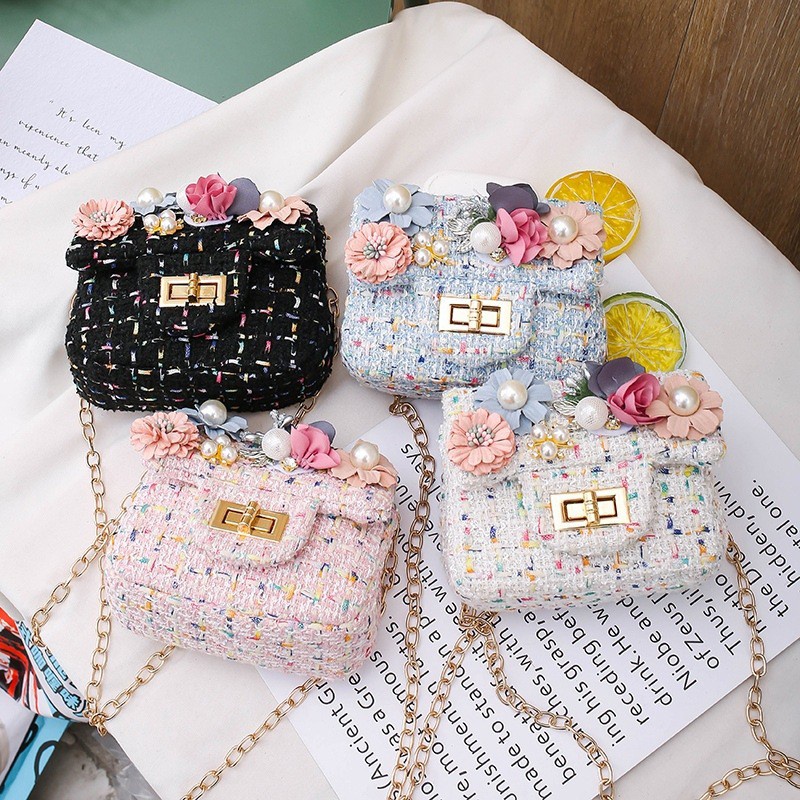 ( HB-276) กระเป๋า จิ๋ว สะพายข้าง ผ้าแคนวาส สายโซ่ ใบเล็กน่ารัก