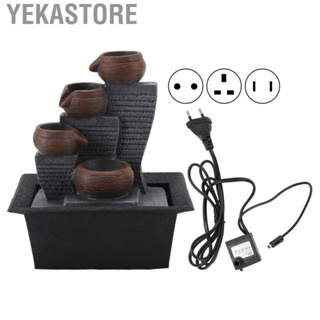 Yekastore Tabletop Water Fountain W/Colored Light Resin Process Desktop Waterfall Ornam HG