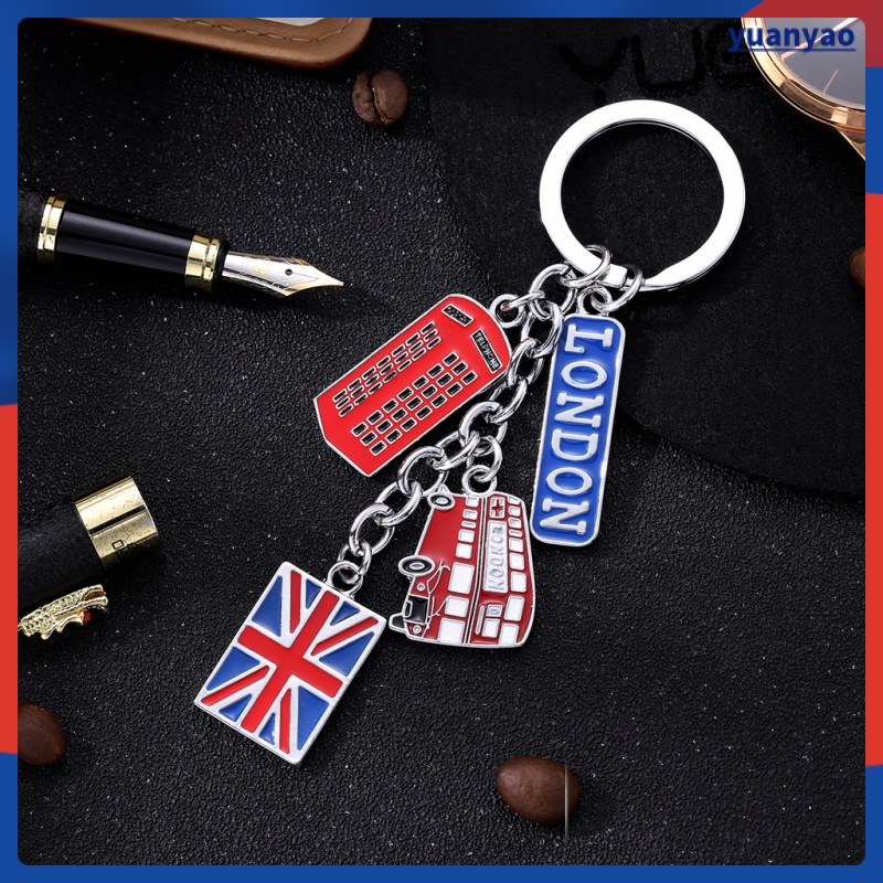 💍 Vintage British Style กระเป๋า Charm โลหะผสมสังกะสี 1 ชุด ของที่ระลึกเดินทาง ขนาด 4.7X1.4X0.2 นิ้ว