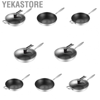 Yekastore Stainless Steel Wok Pan Double Sided Honeycomb 3 Layer Prevent Sticking Easy Cleaning Wok for Kitchen