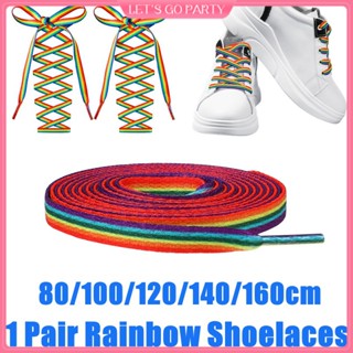 เชือกผูกรองเท้า LGBTQ สีรุ้ง สําหรับรองเท้าผ้าใบ LGBT Parades 80 100 120 140 160 ซม. 1 คู่