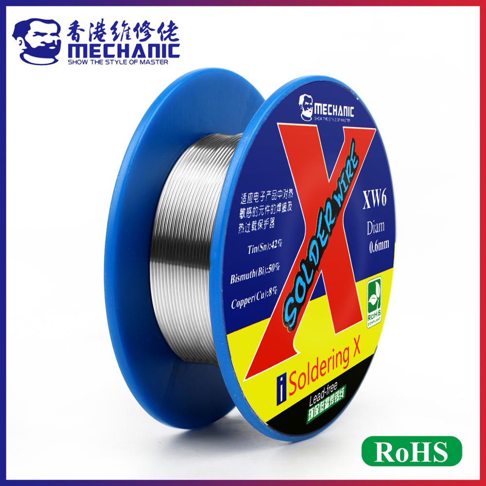 MECHANIC 50g XW 0.5/0.6mm Mild Rosin Core ตะกั่วฟรี Sn42/Bi50/Cu8 138°C จุดหลอมเหลวต่ําลวดบัดกรีความ