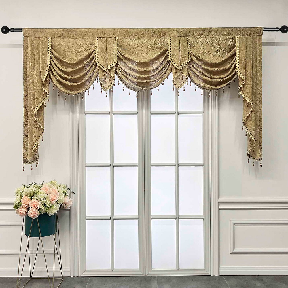 แนะนำ ผ้าม่าน ผ้าม่าน ประดับลูกปัด สีน้ําตาล สไตล์ยุโรป หรูหรา สําหรับห้องนอน ห้องครัว 1 แผง ราคาพิเศษ มีเก็บเงินปลายทาง