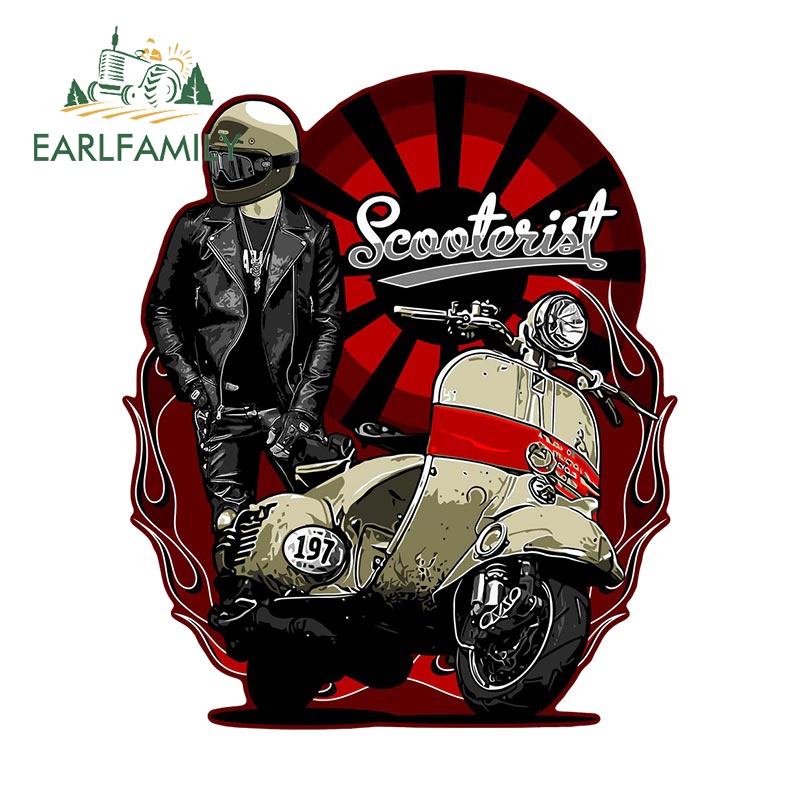 Earlfamily 13 ซม.x 11 ซม.รถจักรยานยนต์ Rider สติกเกอร์รถครีมกันแดดการ์ตูน Decals Scratch-Proof แล็ปท็อปรถเข็นกล่องเครื่องมือที่กําหนดเองการพิมพ์