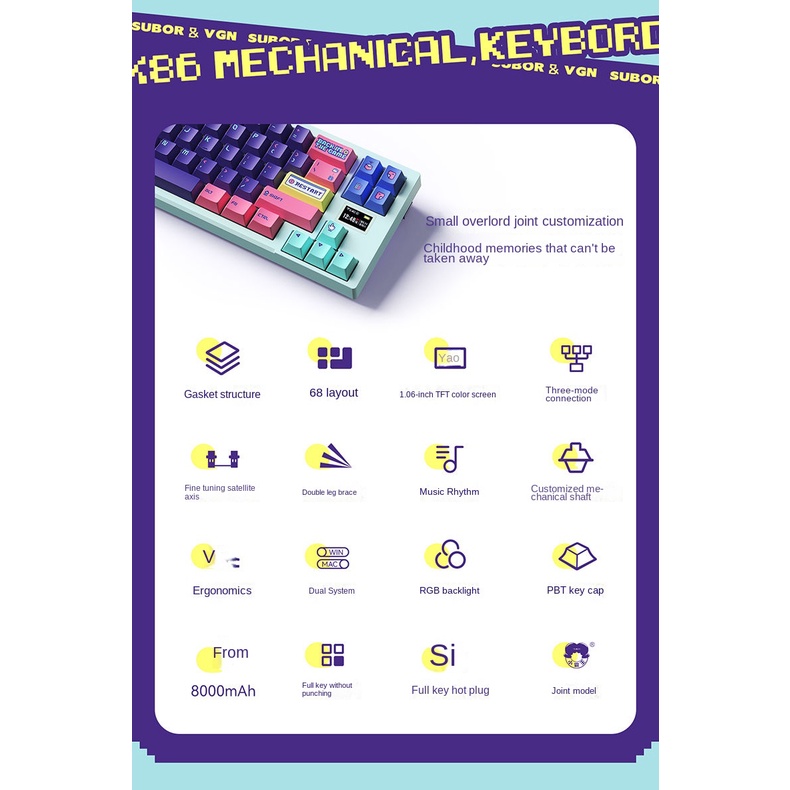 VGN X68 overlord the third mock examination mechanical keyboard PBT keycap