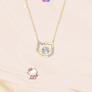 เครื่องประดับ สร้อยคอ จี้การ์ตูนอนิเมะ Sanrio Spirituality Zircon Hello Kitty สีทอง แฟชั่นสําหรับผู้หญิง