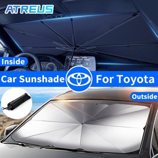 Toyota ร่มกันแดดในรถ กัน UV ม่านบังแดด ป้องกันแสงแดด สะท้อนแสงแดด ที่บังแดดในรถยนต์ สำหรับ Toyota Prius Fortuner Corolla Cross CHR Camry Wish Vios Veloz Estima Sienta Yaris Ativ Altis Sienta bZ4X Hiace Hilux Revo