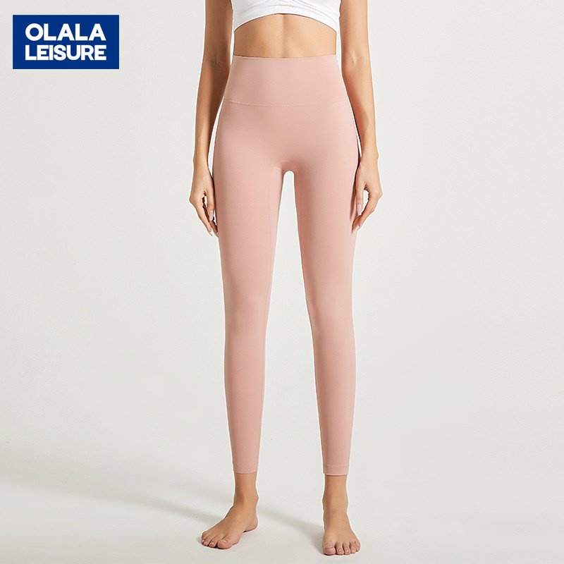 OLALA LEISURE กางเกงโยคะ เอวสูง ผ้ายืด นิ่มมาก สีนู้ด สําหรับผู้หญิง ใส่ออกกําลังกาย ยกสะโพก เล่นกีฬา ฟิตเนส