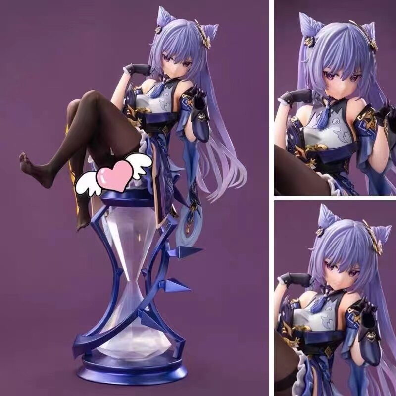 รุ่น Genshin Impact Keqing GK PVC 1/7 21 ซม.Catwoman Keqing Kokusei สีม่วงหน่อไม้ขับรถ Thunder