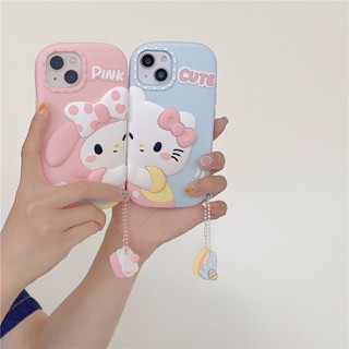 เคสโทรศัพท์มือถือ ยางซิลิโคน ลายการ์ตูนเฮลโลคิตตี เมโลดี้น่ารัก สําหรับ iPhone 14 13 12 Pro Max 11 14promax