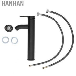 Hanhan Black Faucet Bathroom G1/2 Thread Tall Bathroom Faucet Easy Control with 2 Hoses for Hotel