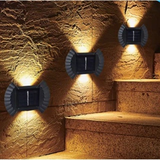 MOJU 8LED โคมไฟติดผนัง LED ไฟโซล่าเซลล์ ไฟติดผนังโซล่าเซลล์ ไฟสวน solar light wall lamp