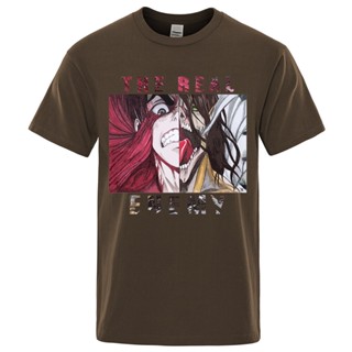 ดีมาก T-shirt  เสื้อยืดแขนสั้น ผ้าฝ้าย พิมพ์ลายการ์ตูน Attack On Titan The Real Enemy คุณภาพสูง แฟชั่นฤดูร้อน สําหรับผู้