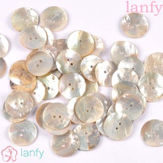 Lanfy กระดุมเปลือกหอย ละเอียดอ่อน 2 รู สําหรับตกแต่งเสื้อโค้ท เสื้อคาร์ดิแกน DIY