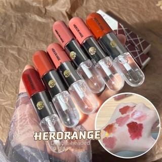 Herorange ลิปกลอส สองด้าน ผิวกระจกใส ชุ่มชื้น ชุ่มชื้น กันน้ํา ใช้งานง่าย ลิปสติกเคลือบริมฝีปาก 6 สี