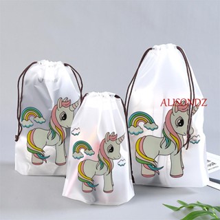 ALISONDZ Portable Drawstring Organizer Party Gift Unicorn Storage Bag Beauty Cute Waterproof Rainbow Drawstring Bag Makeup Case Handbag