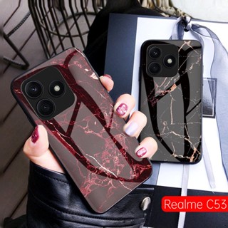 เคสป้องกันโทรศัพท์มือถือกระจกนิรภัย TPU แบบนิ่ม ลายหินอ่อน สําหรับ Realme C53 NFC 2023 C53 4G 5G C 53 Narzo N53 NarzoN53 N