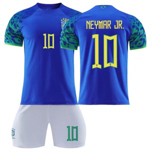 เสื้อกีฬาแขนสั้น ลายทีมชาติฟุตบอล Brazil Away ชุดเยือน สีฟ้า 2223