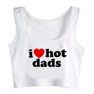 I love hot dads เสื้อกล้ามครอปท็อป ลายกราฟิก มังงะ 2000s สไตล์แฟรี่ สําหรับผู้หญิง