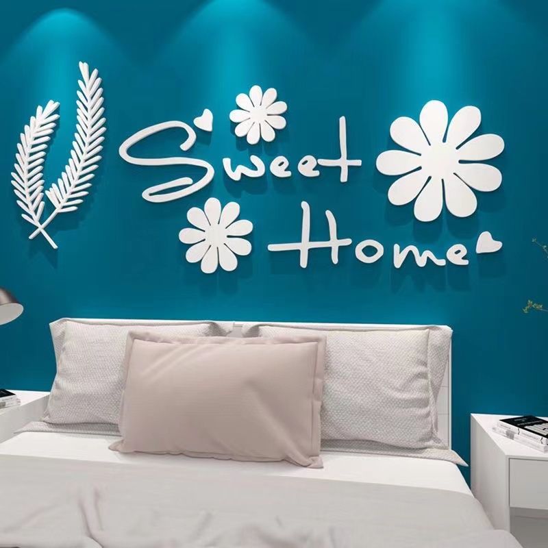 สติกเกอร์อะคริลิค ลายตัวอักษรภาษาอังกฤษ "Sweet Home" 3d มีกาวในตัว กันน้ํา สําหรับติดตกแต่งผนังบ้าน ห้องรับประทานอาหาร โซฟา พื้นหลังทีวี