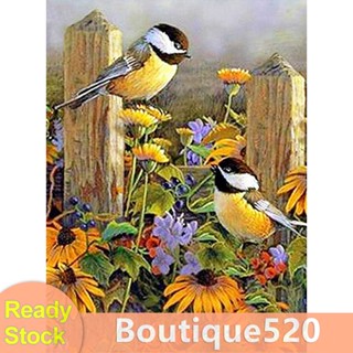 [boutique520.th] ชุดปักครอสสติตช์ รูปนก ดอกไม้ 3 เส้น สําหรับตกแต่งผนังบ้าน DIY